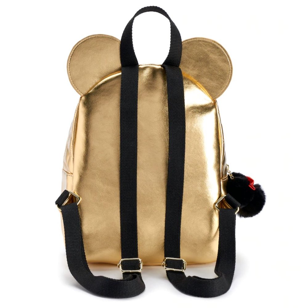 Disney Minnie Mouse 3-D Quilted Gold Mini Backpack & Pom-Pom Charm & Keychain - Picture 5 of 8
